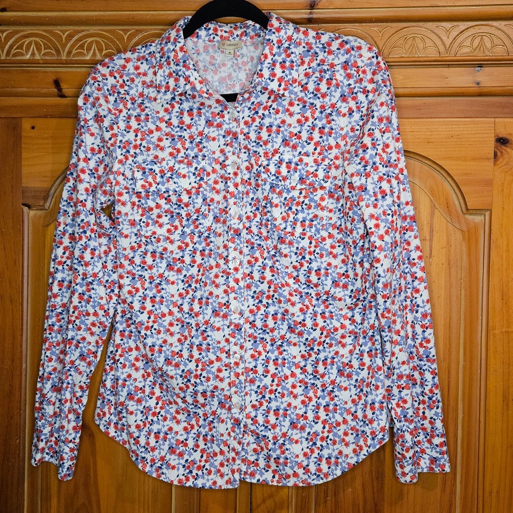 Cremieux Multicolor Floral Button Up Long Sleeve Shirt Size Medium